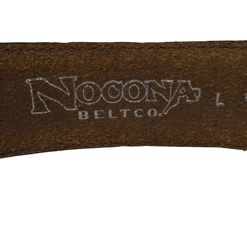 Nocona Brown Croco Print Leather Belt Cross Crystal‎ Buckle Womens Large